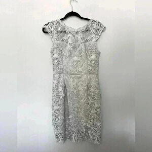 Soieblu Pale Blue Lace Cap Sleeve Dress